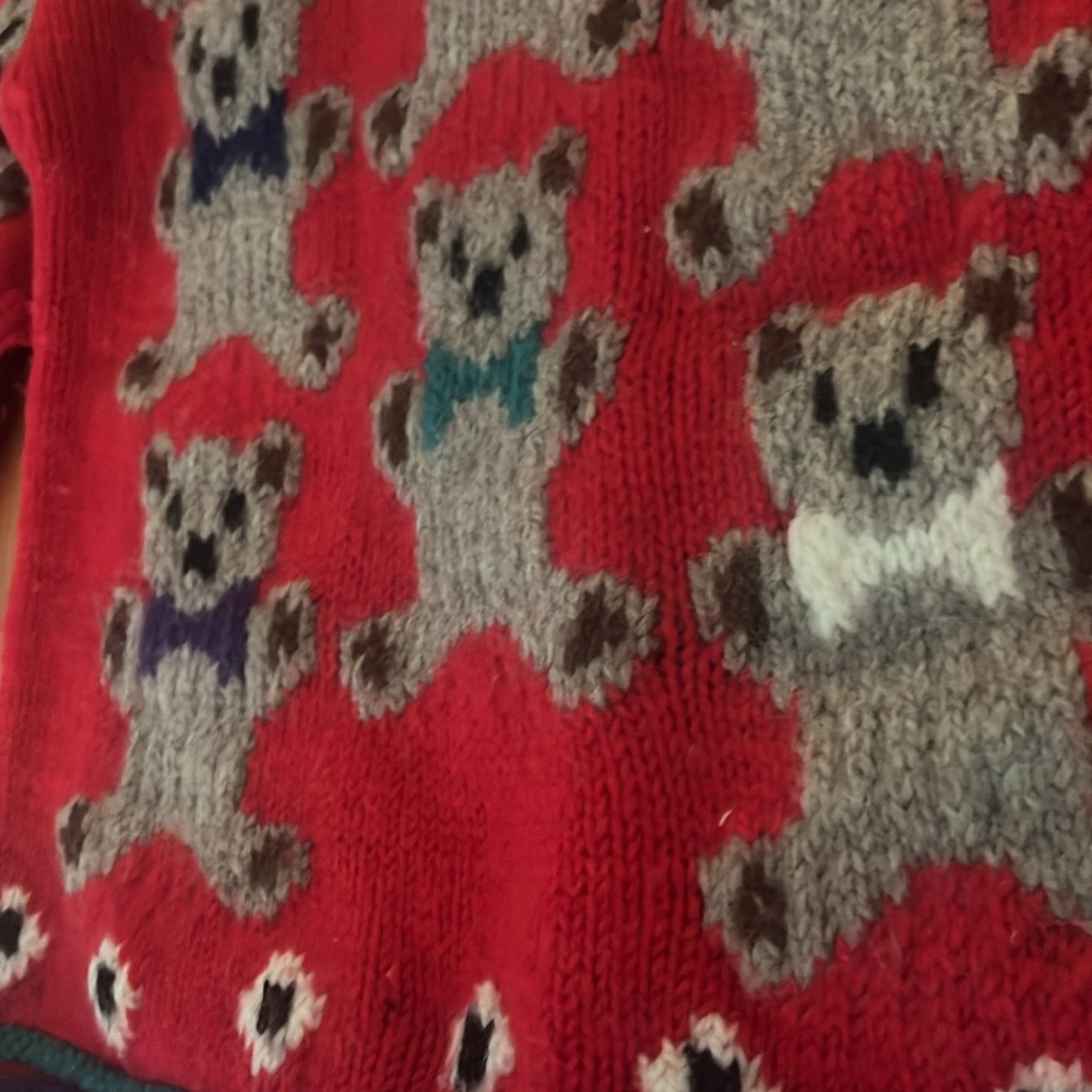 Made with Love by Mother Vintage Wool Teddy Bear Chunky Sweater size small - Picture 8 of 8